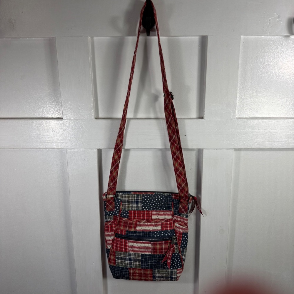 Bella Taylor Quilted Patchwork Crossbody Bag Americana Red/WhiteBlue Stars Plaid - Picture 5 of 15